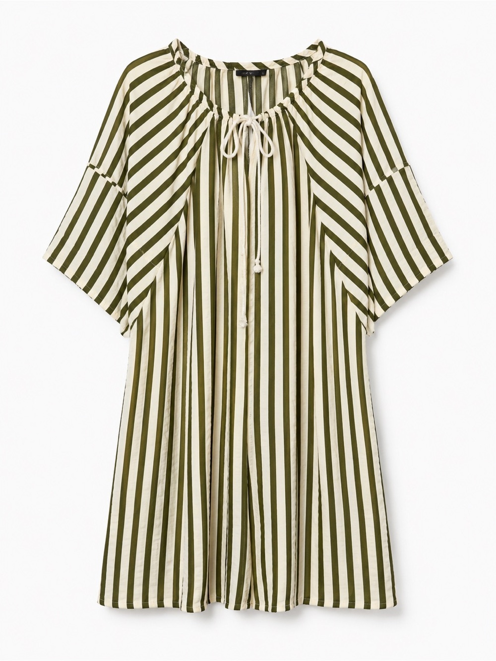 Olive Green Cream Striped Romper Jumpsuit Size L NWT Boho Oversized